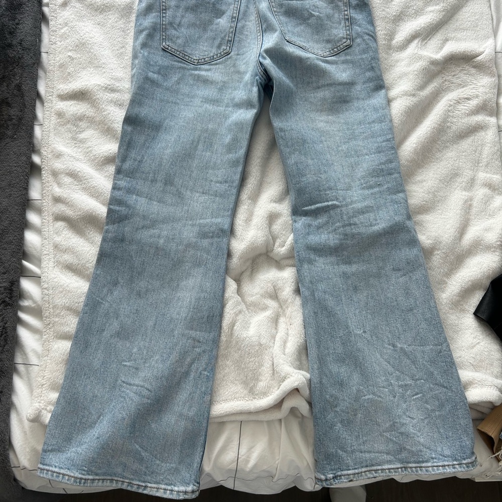 Denim Forum Blue Flare Wide Leg Jeans